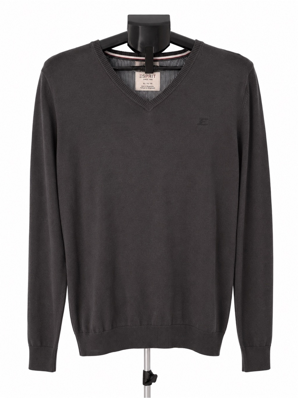 MENS ESPRIT LONG SLEEVE GRAY V NECK SWEATER